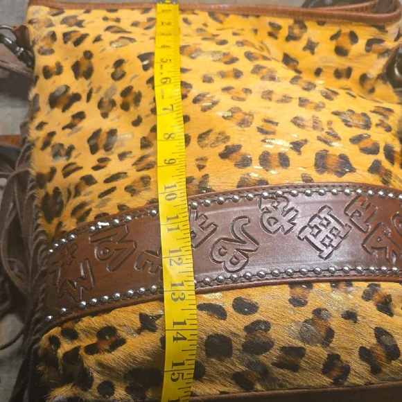 American Darling Leopard and Brown Fringe Shoulder Bag - Picture 6 of 10